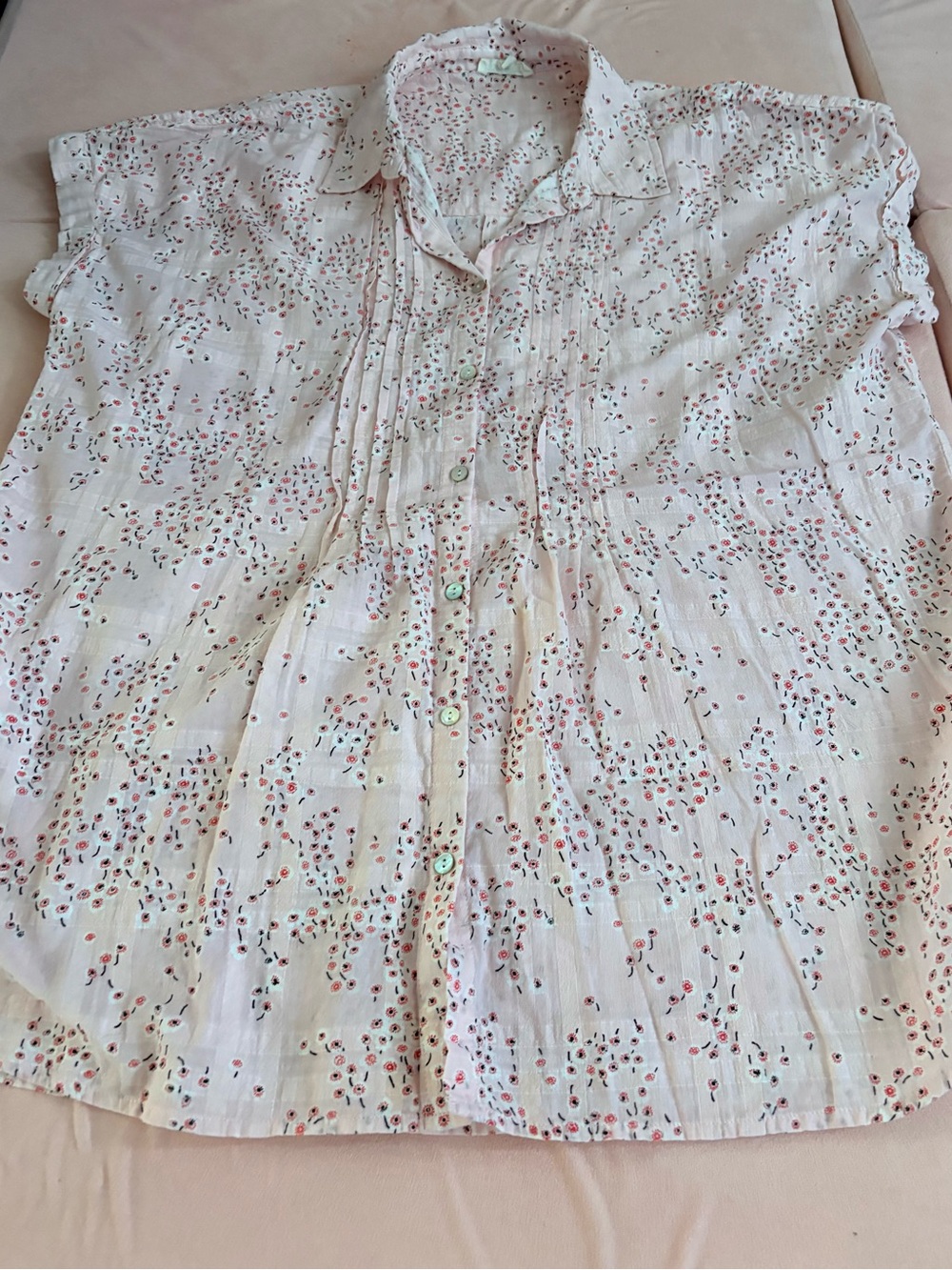 Jane and Delancey White Button-Front Floral Pintuck Blouse